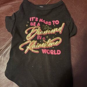 Stylish Black Dog Shirt with Pink and Gold Print